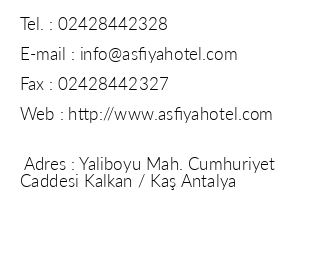 Asfiya Hotel iletiim bilgileri